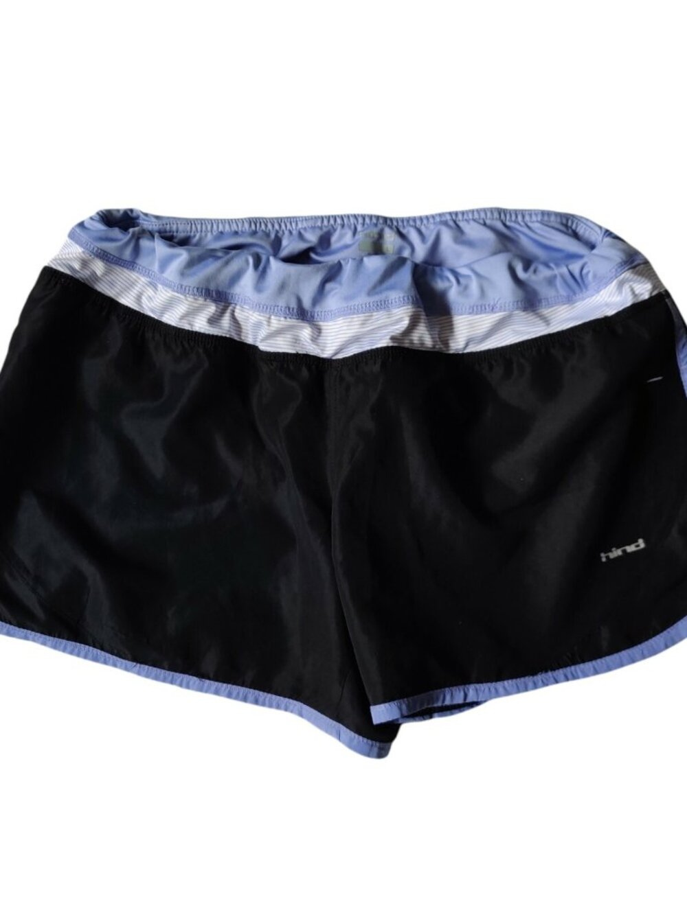 Hind Womens Running Athletic Shorts Built In Brief Liner Black Purple Large L